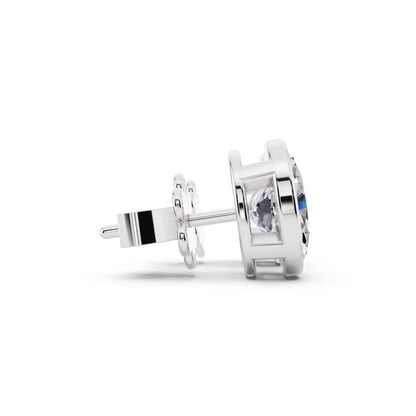 Bezel Oval Lab Grown Diamond Stud Earrings, side view