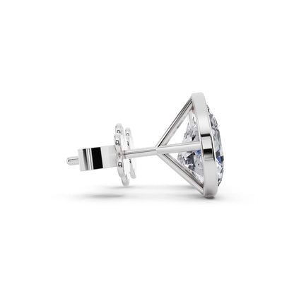 Martini Bezel Pear Lab Grown Diamond Stud Earrings, side view