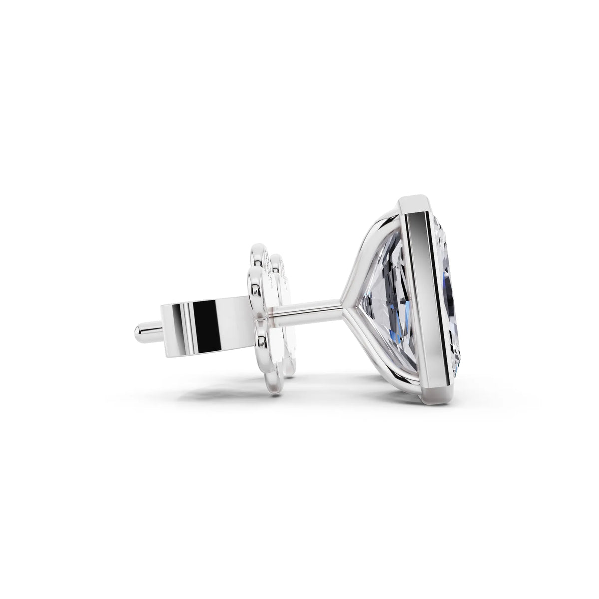 Martini Bezel Radiant Lab Grown Diamond Stud Earrings, side view