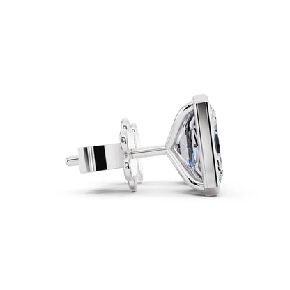 Martini Bezel Radiant Lab Grown Diamond Stud Earrings, side view