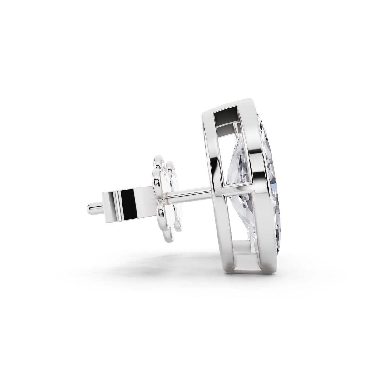 Bezel Marquise Lab Grown Diamond Stud Earrings, side view