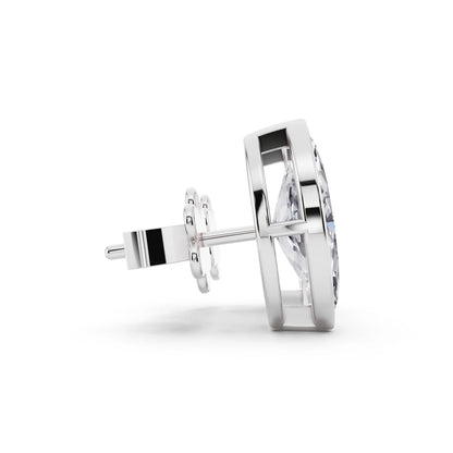 Bezel Marquise Lab Grown Diamond Stud Earrings, side view