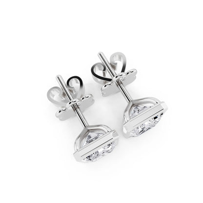 Martini Bezel Radiant Lab Grown Diamond Stud Earrings, top view