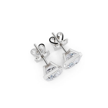 Martini Bezel Emerald Lab Grown Diamond Stud Earrings, top view