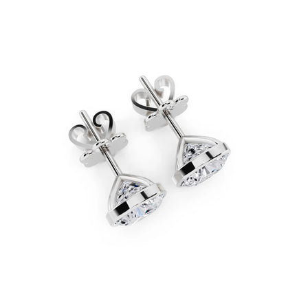Martini Bezel Cushion Lab Grown Diamond Stud Earrings, top view