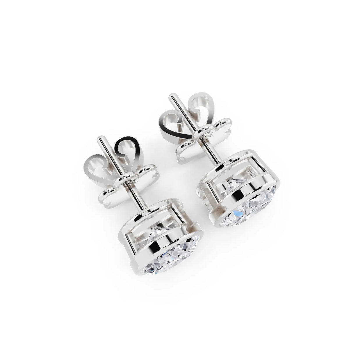 Bezel Oval Lab Grown Diamond Stud Earrings, top view