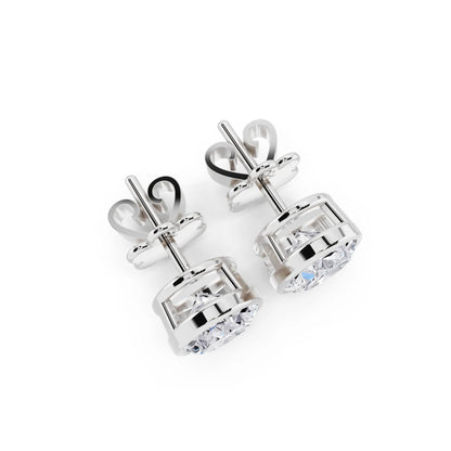 Bezel Oval Lab Grown Diamond Stud Earrings, top view