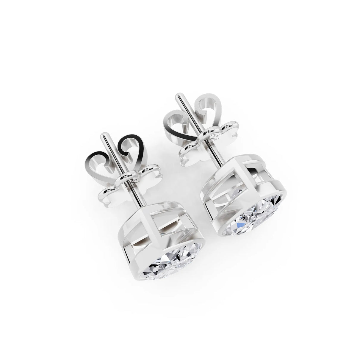 Bezel Marquise Lab Grown Diamond Stud Earrings, top view
