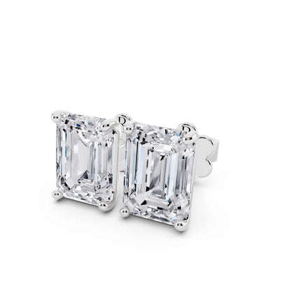 Martini Emerald Lab Grown Diamond Stud Earrings, close-up
