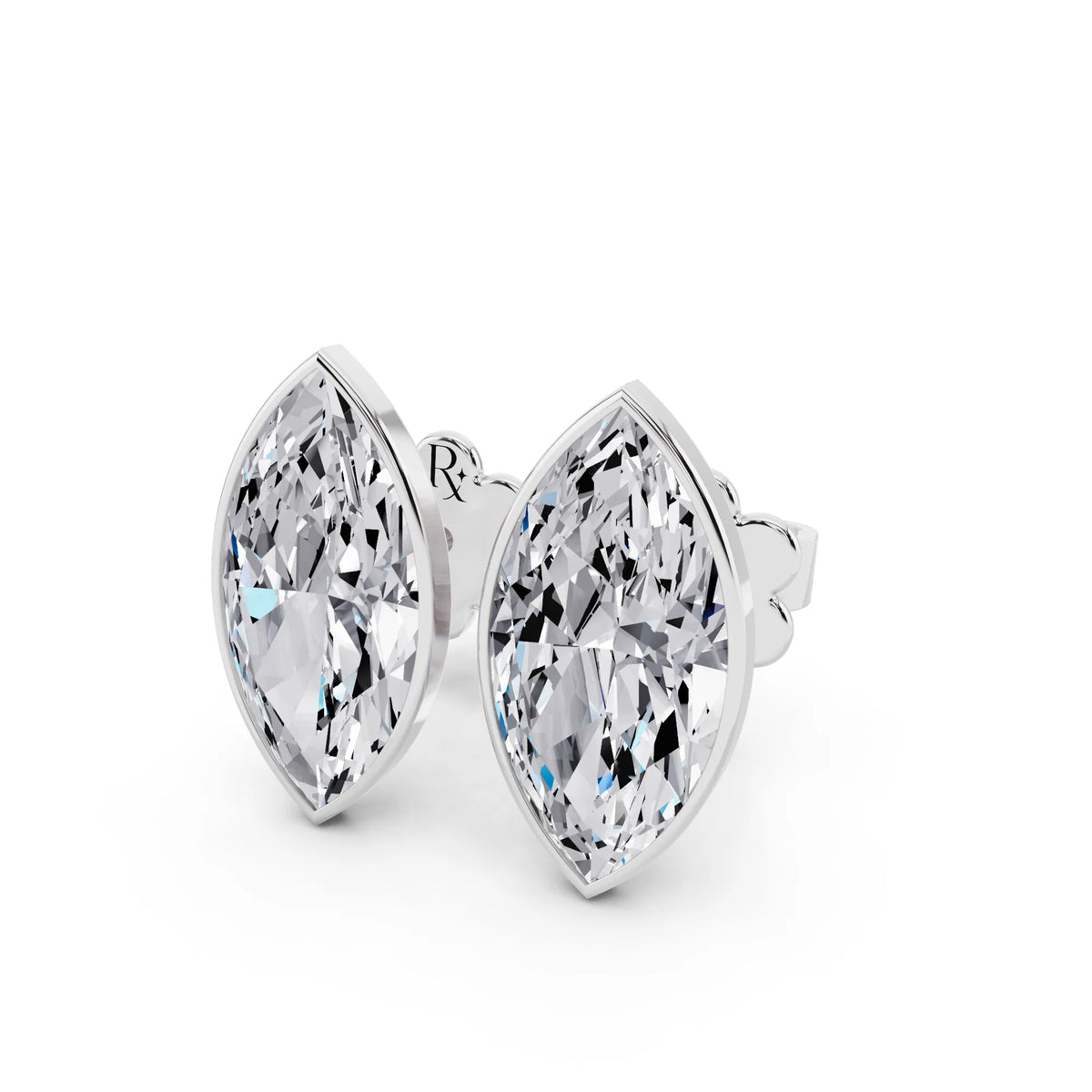 Martini Bezel Marquise Lab Grown Diamond Stud Earrings, close-up