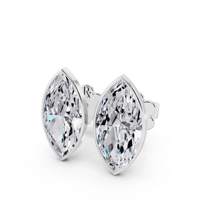 Martini Bezel Marquise Lab Grown Diamond Stud Earrings, close-up