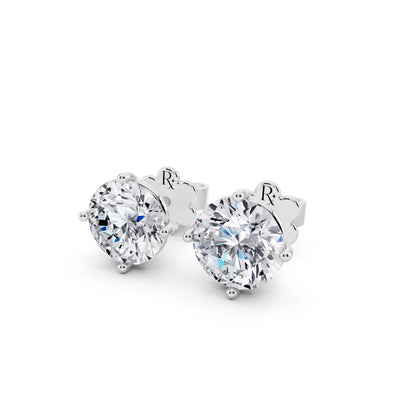 Martini Round Lab Grown Diamond Stud Earrings, close-up