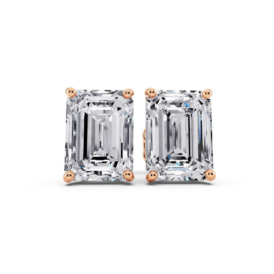 Rose Gold Martini Emerald Lab Grown Diamond Stud Earrings, front view