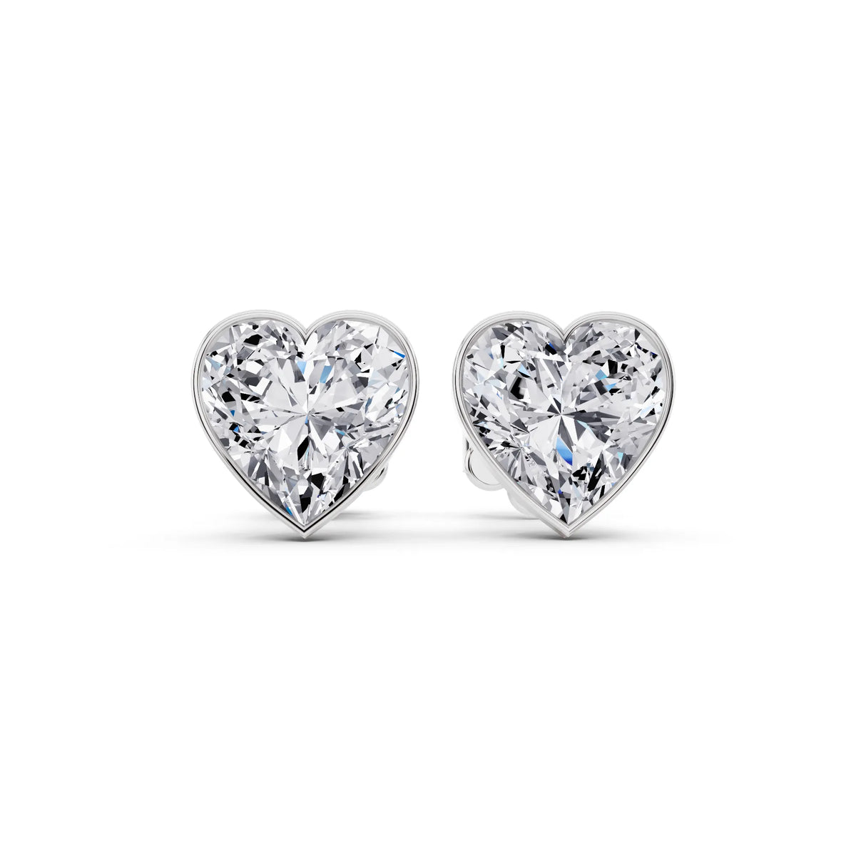 Martini Bezel Heart Lab Grown Diamond Stud Earrings, front view