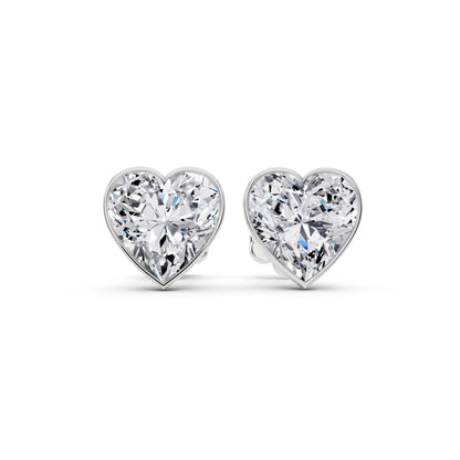 Martini Bezel Heart Lab Grown Diamond Stud Earrings, front view