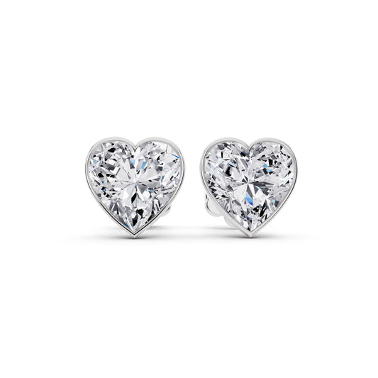 Martini Bezel Heart Lab Grown Diamond Stud Earrings, front view
