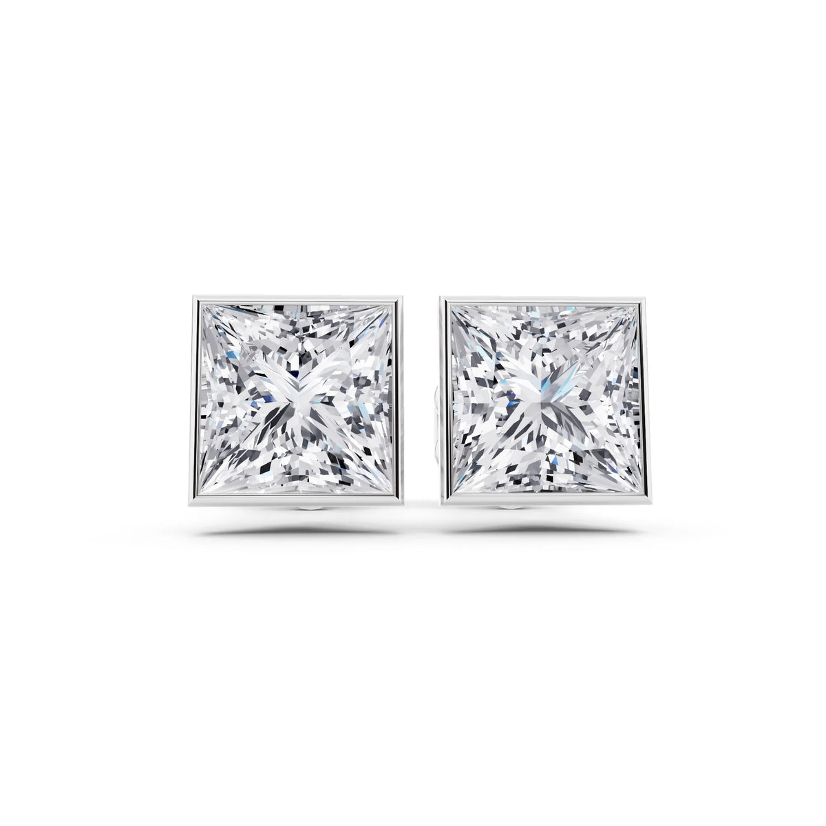 Martini Bezel Princess Lab Grown Diamond Stud Earrings, front view