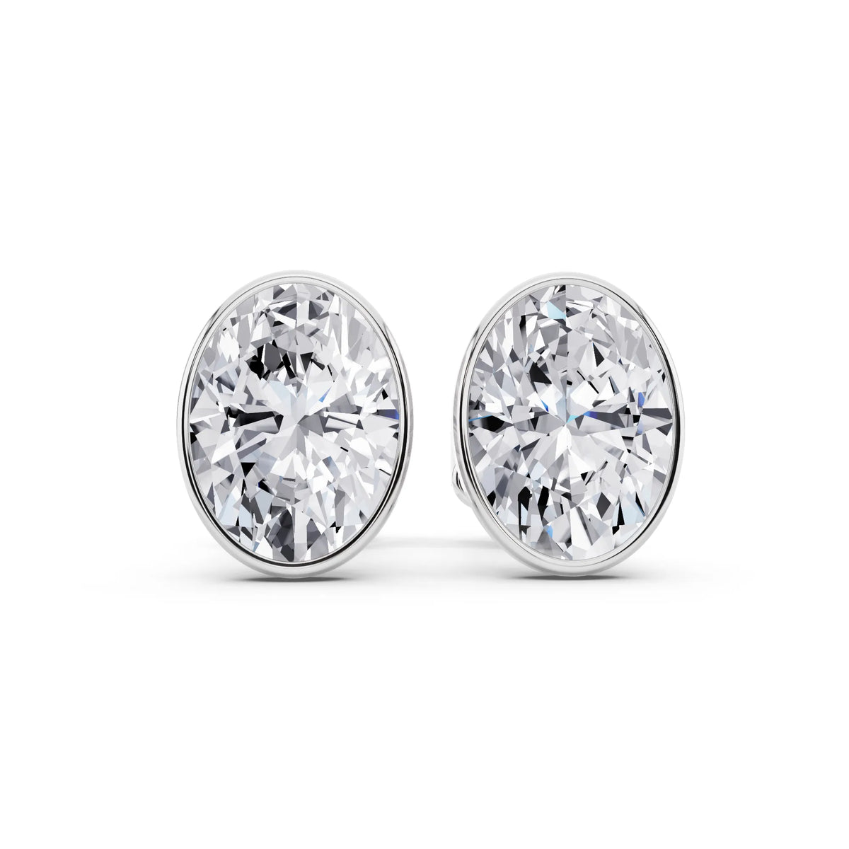 Martini Bezel Oval Lab Grown Diamond Stud Earrings, front view