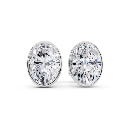 Martini Bezel Oval Lab Grown Diamond Stud Earrings, front view