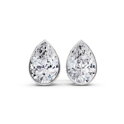 Bezel Pear Lab Grown Diamond Stud Earrings, front view