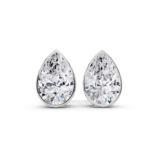 Bezel Pear Lab Grown Diamond Stud Earrings, front view