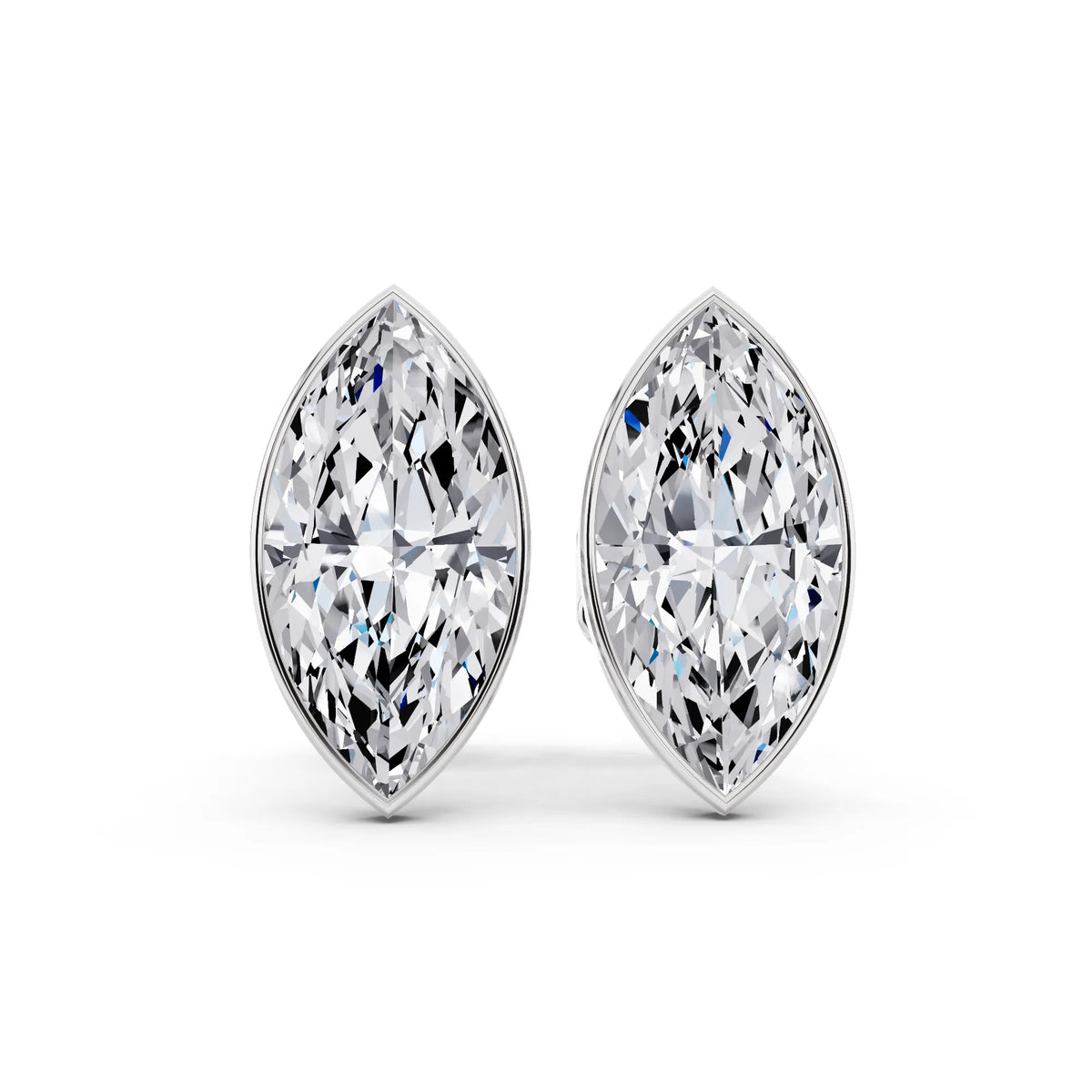 Martini Bezel Marquise Lab Grown Diamond Stud Earrings, front view