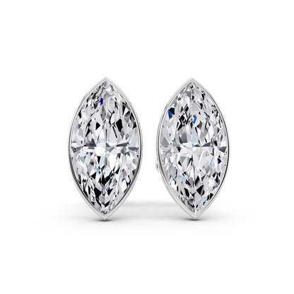 Martini Bezel Marquise Lab Grown Diamond Stud Earrings, front view