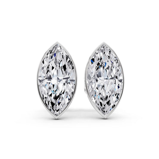 Martini Bezel Marquise Lab Grown Diamond Stud Earrings, front view