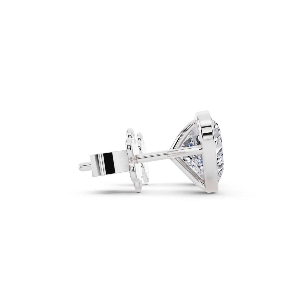 Martini Bezel Heart Lab Grown Diamond Stud Earrings, side view