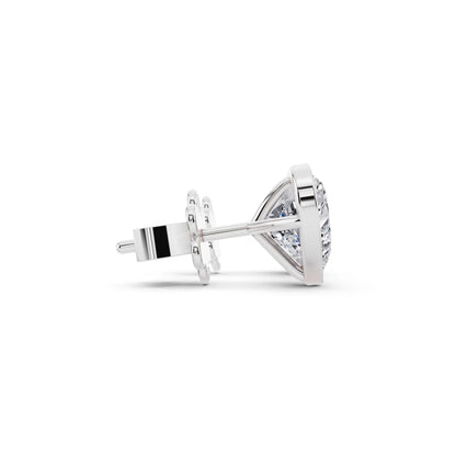 Martini Bezel Heart Lab Grown Diamond Stud Earrings, side view