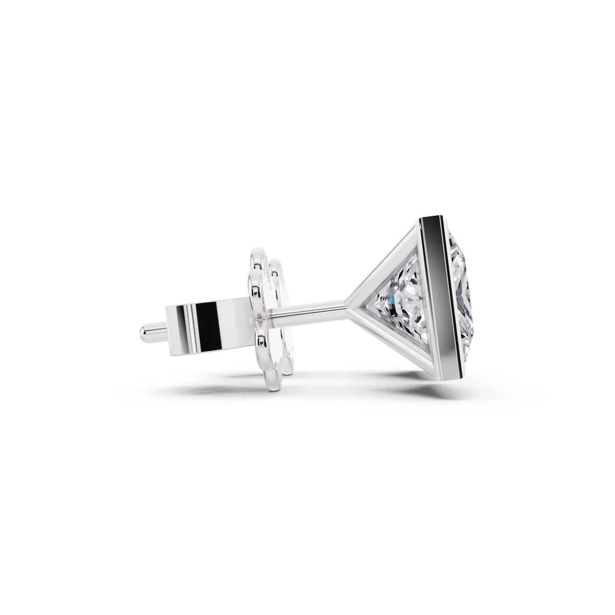 Martini Bezel Princess Lab Grown Diamond Stud Earrings, side view