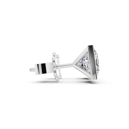 Martini Bezel Princess Lab Grown Diamond Stud Earrings, side view