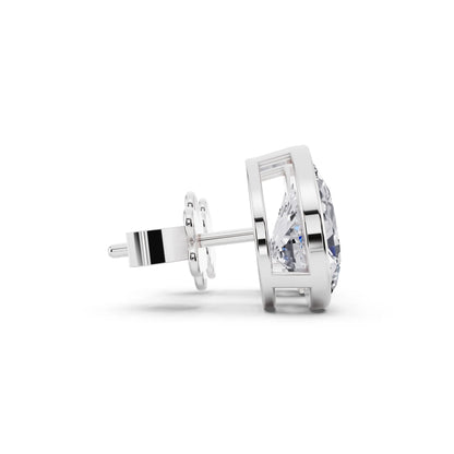 Bezel Pear Lab Grown Diamond Stud Earrings, side view