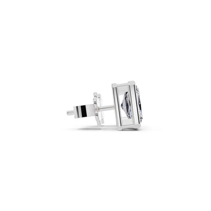 Bezel Radiant Lab Grown Diamond Stud Earrings, side view