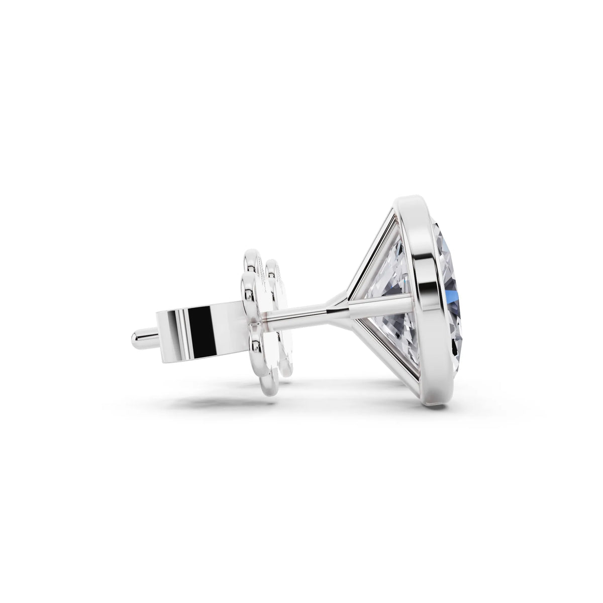 Martini Bezel Oval Lab Grown Diamond Stud Earrings, side view