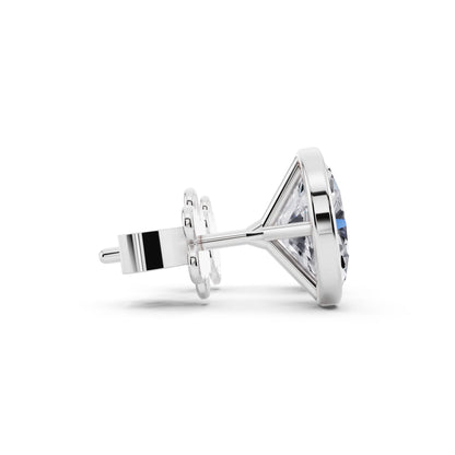 Martini Bezel Oval Lab Grown Diamond Stud Earrings, side view