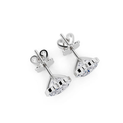 Martini Bezel Heart Lab Grown Diamond Stud Earrings, top view