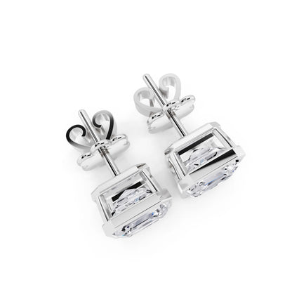 Bezel Asscher Lab Grown Diamond Stud Earrings, top view