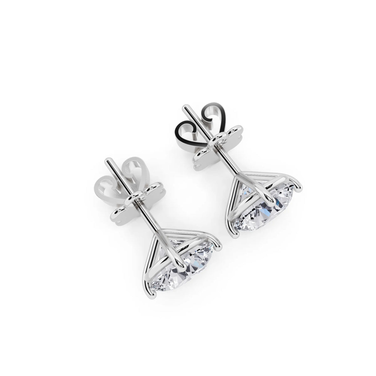 Martini Round Lab Grown Diamond Stud Earrings, top view