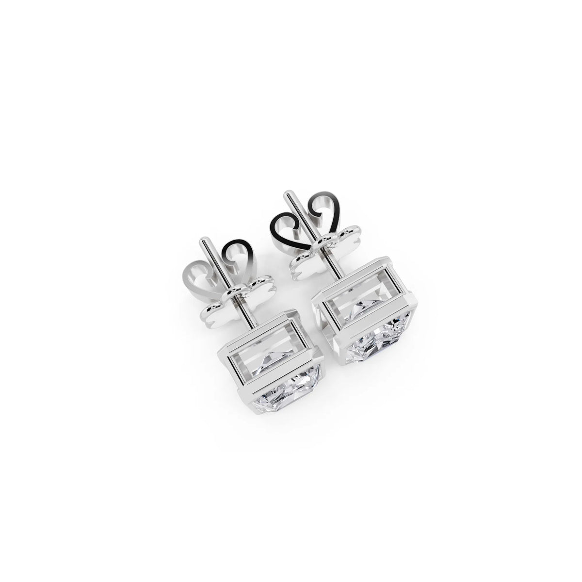 Bezel Radiant Lab Grown Diamond Stud Earrings, top view