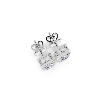 Bezel Radiant Lab Grown Diamond Stud Earrings, top view