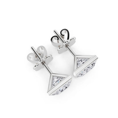 Martini Bezel Princess Lab Grown Diamond Stud Earrings, top view