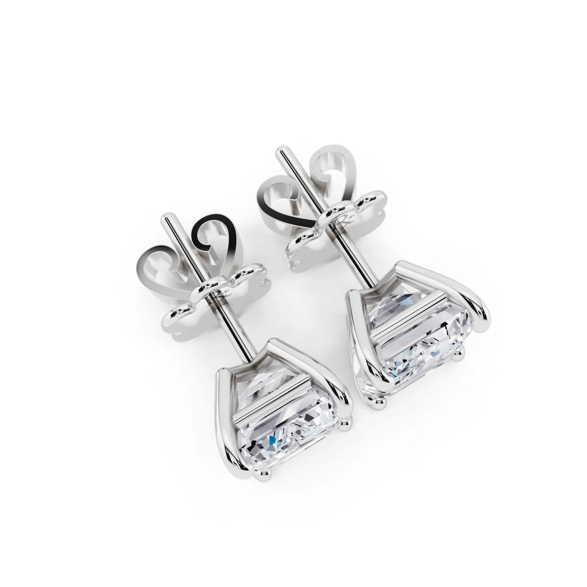 Martini Emerald Lab Grown Diamond Stud Earrings, top view
