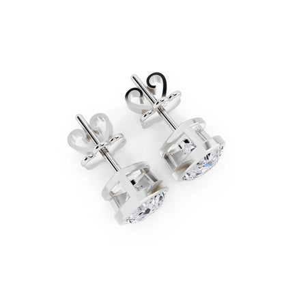 Bezel Pear Lab Grown Diamond Stud Earrings, top view