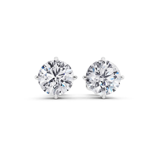 Tiger-prong Round Lab Grown Diamond Stud Earrings, front view