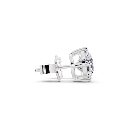 Tiger-prong Round Lab Grown Diamond Stud Earrings, side view