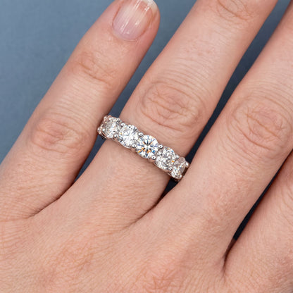 Platinum Round Cut Diamond 4 Prong Eternity Band 3.5mm - worn on hand