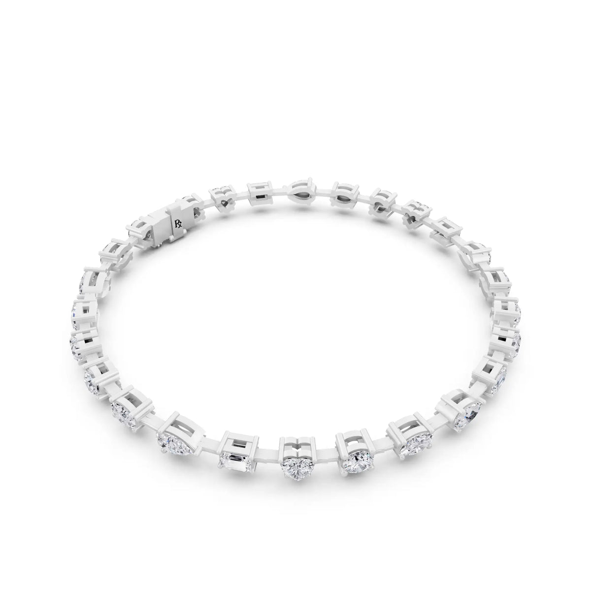 10K White Gold Multi Shape Diamond Tennis Bracelet - Left