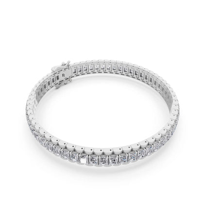 10K White Gold Emerald Cut Diamond Tennis Bracelet - Left