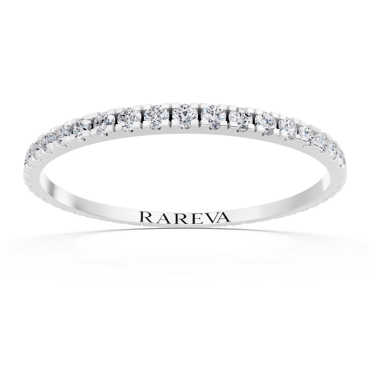 Silver Round Cut Diamond Classic Eternity Band - 1.6mm - Front